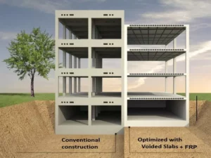 مقایسه ساختمان بتنی معمولی با ساختمان مجهز به سقف یوبوت تقویت شده با FRP